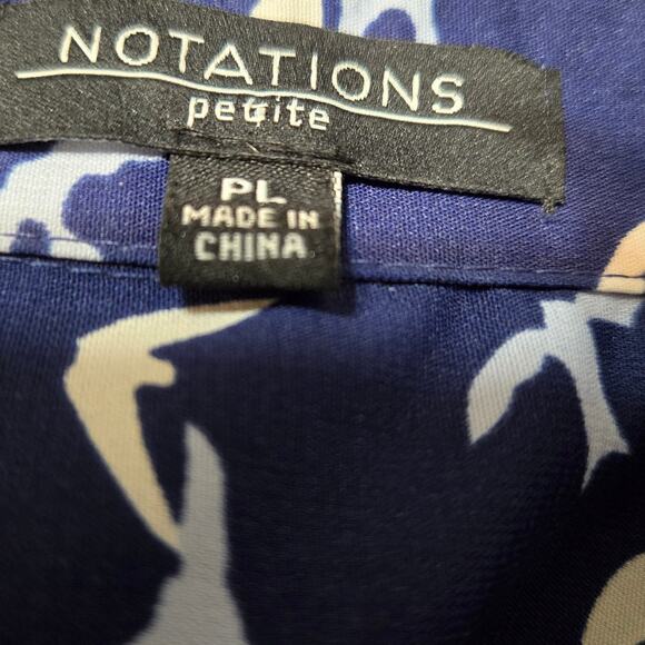 Notations -Women's Petite Button-up Roll Tab Sleeves Bird Print Blouse Size PL - Picture 7 of 8